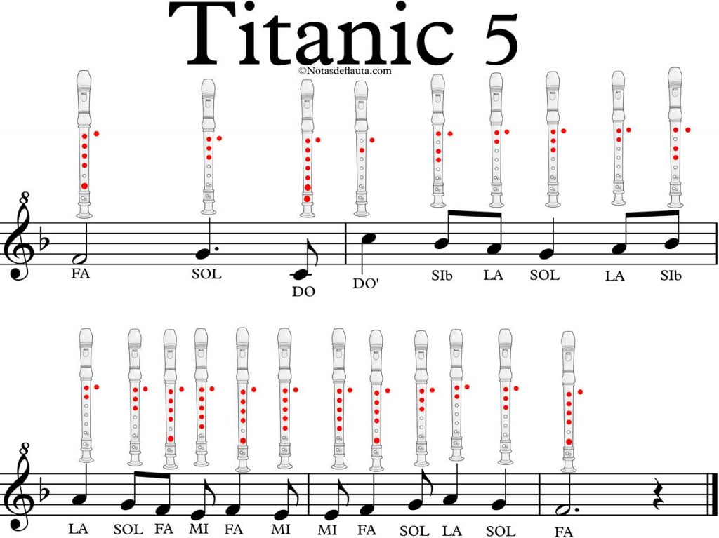 titanic flauta notas